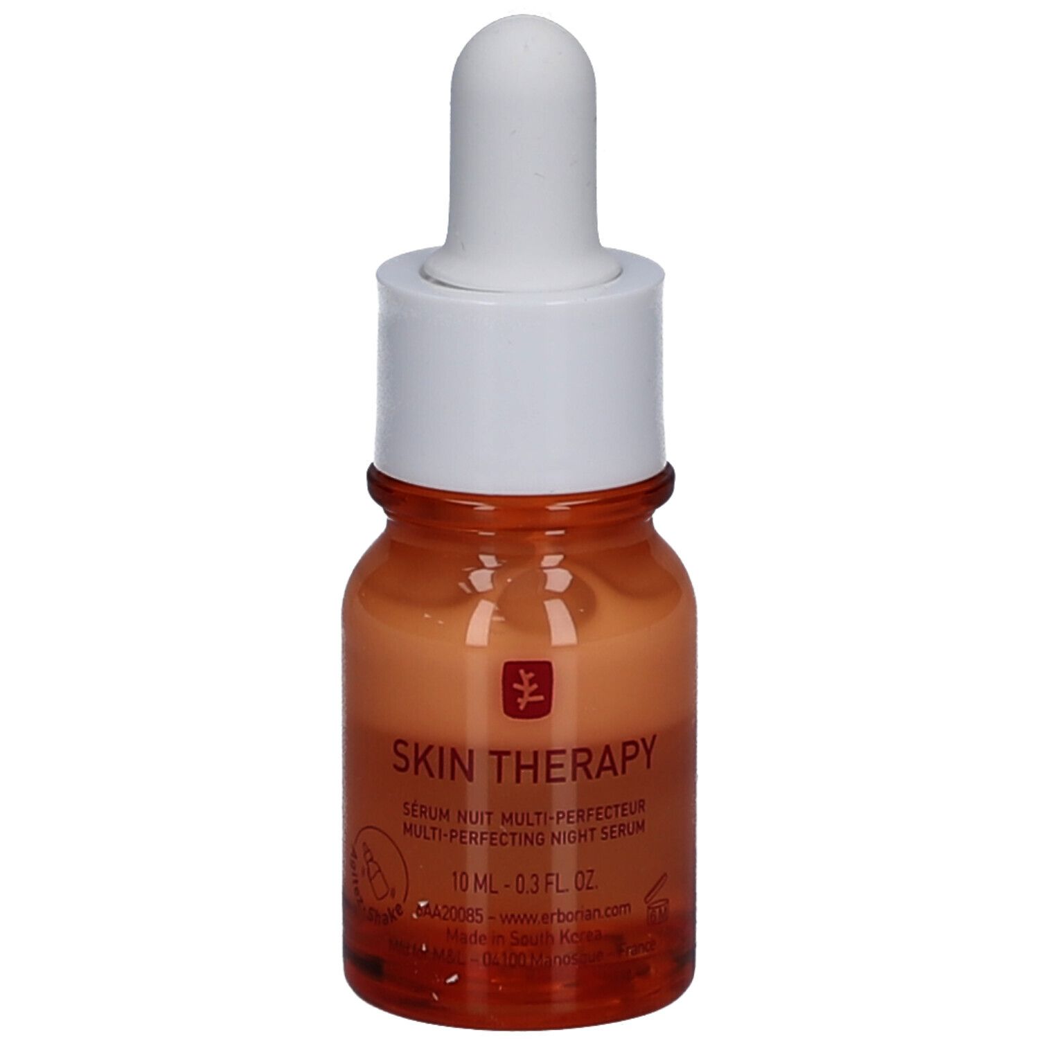 Sérum Erborian Skin Therapy Light, 10ml, avec pipette. Étiquetage en français et anglais.