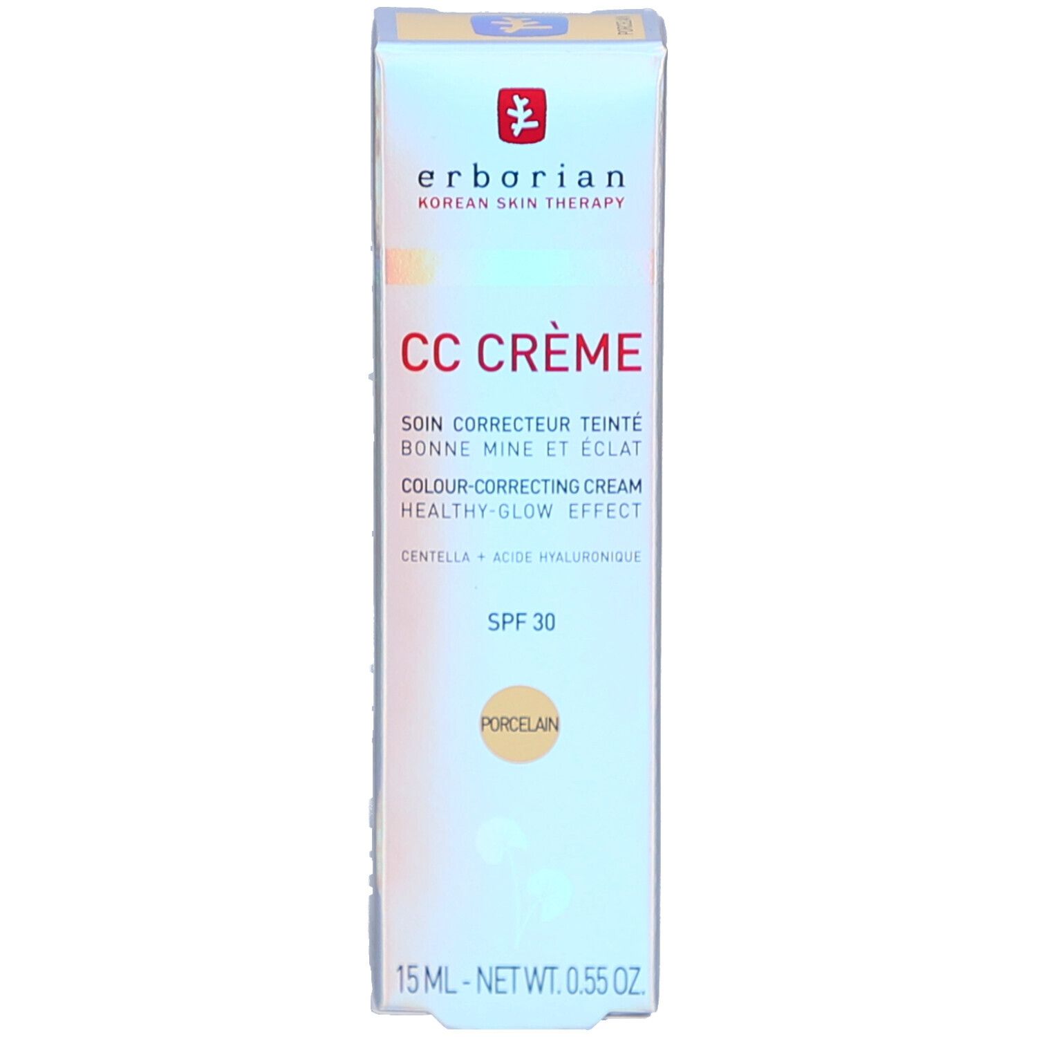 Boîte Erborian CC Crème Porcelain SPF 30.