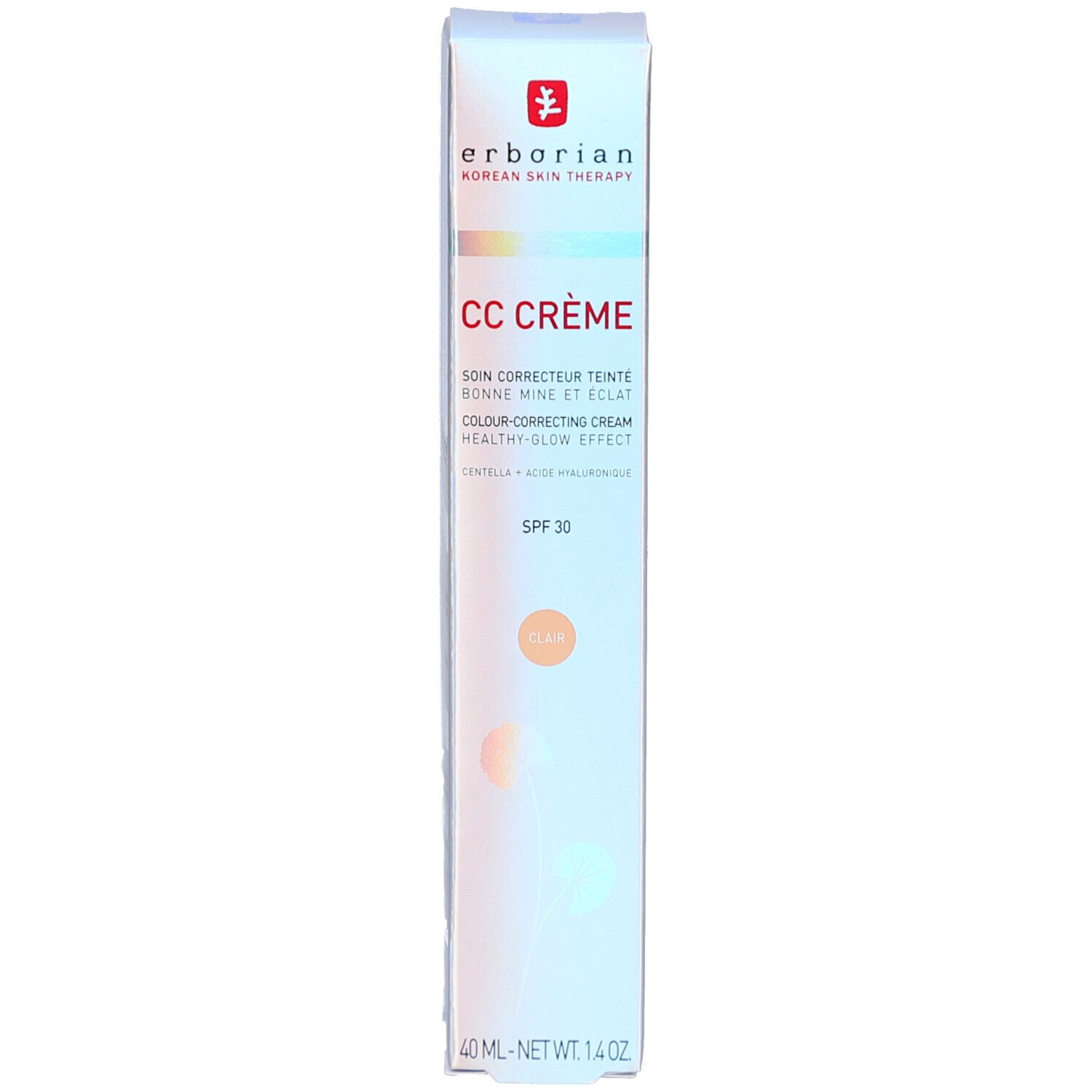 Boîte Erborian CC Crème Clair SPF 30, face avant.