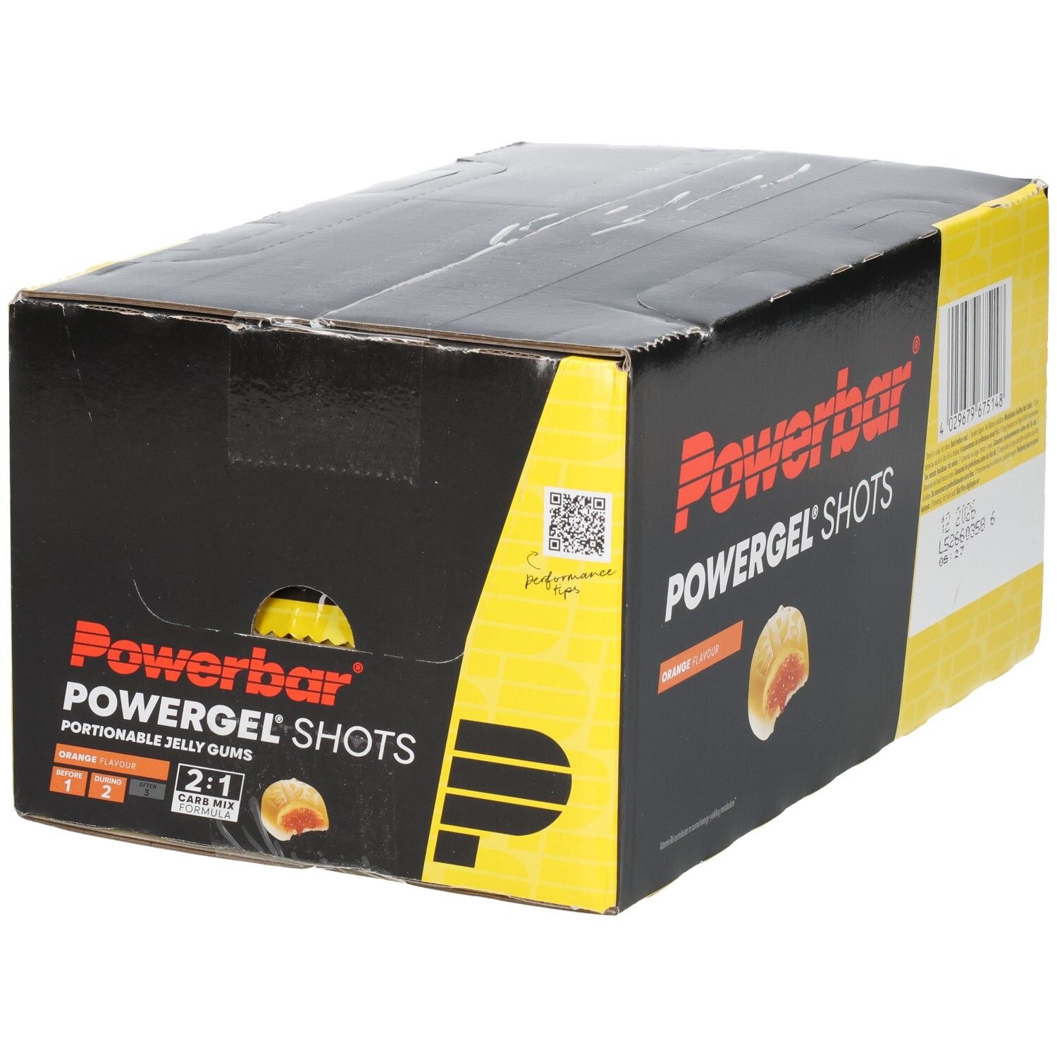 Powerbar PowerGel Shots Orange: Carton de 12 sachets de gommes portionnables.