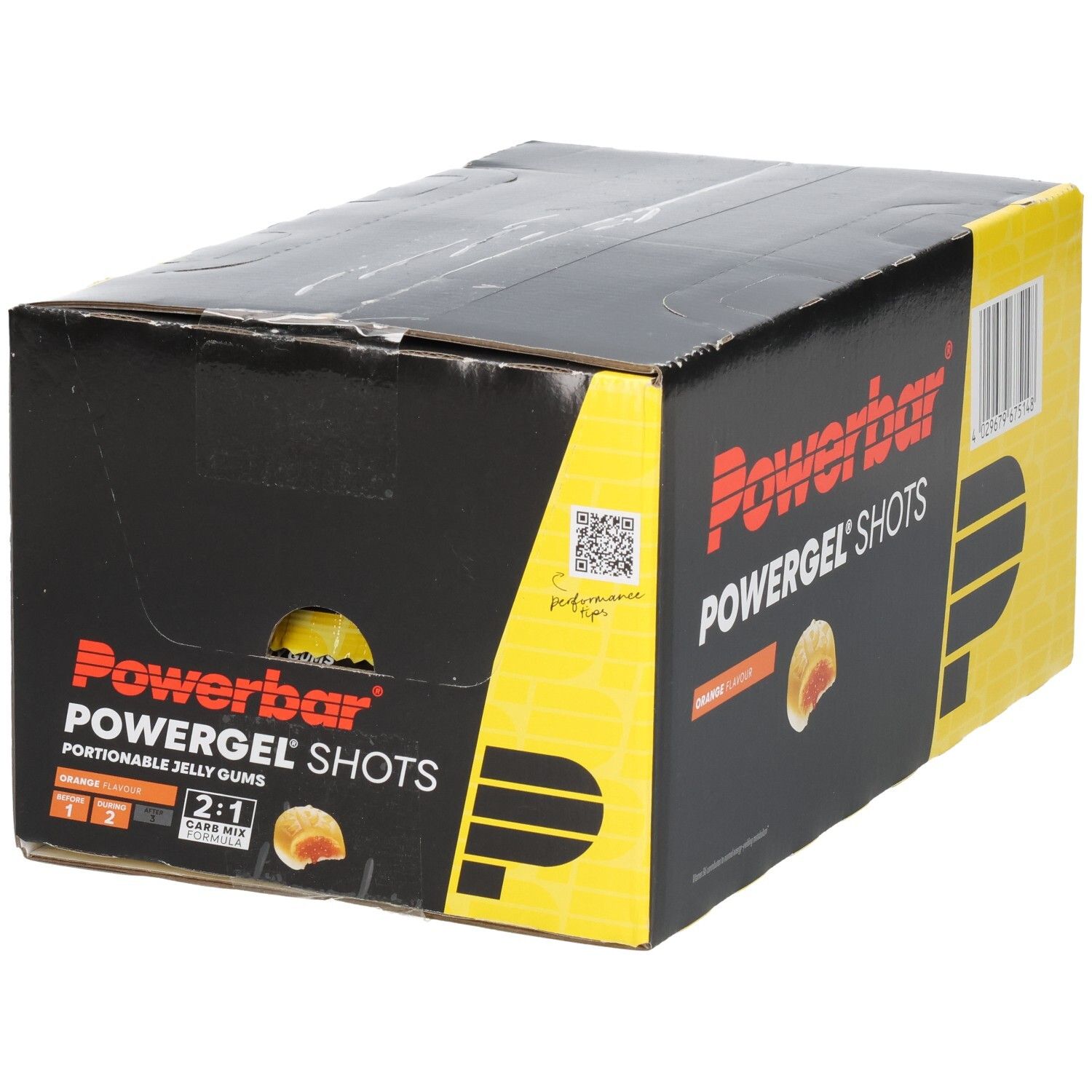 Powerbar PowerGel Shots Orange: Carton de 12 sachets de gommes portionnables.