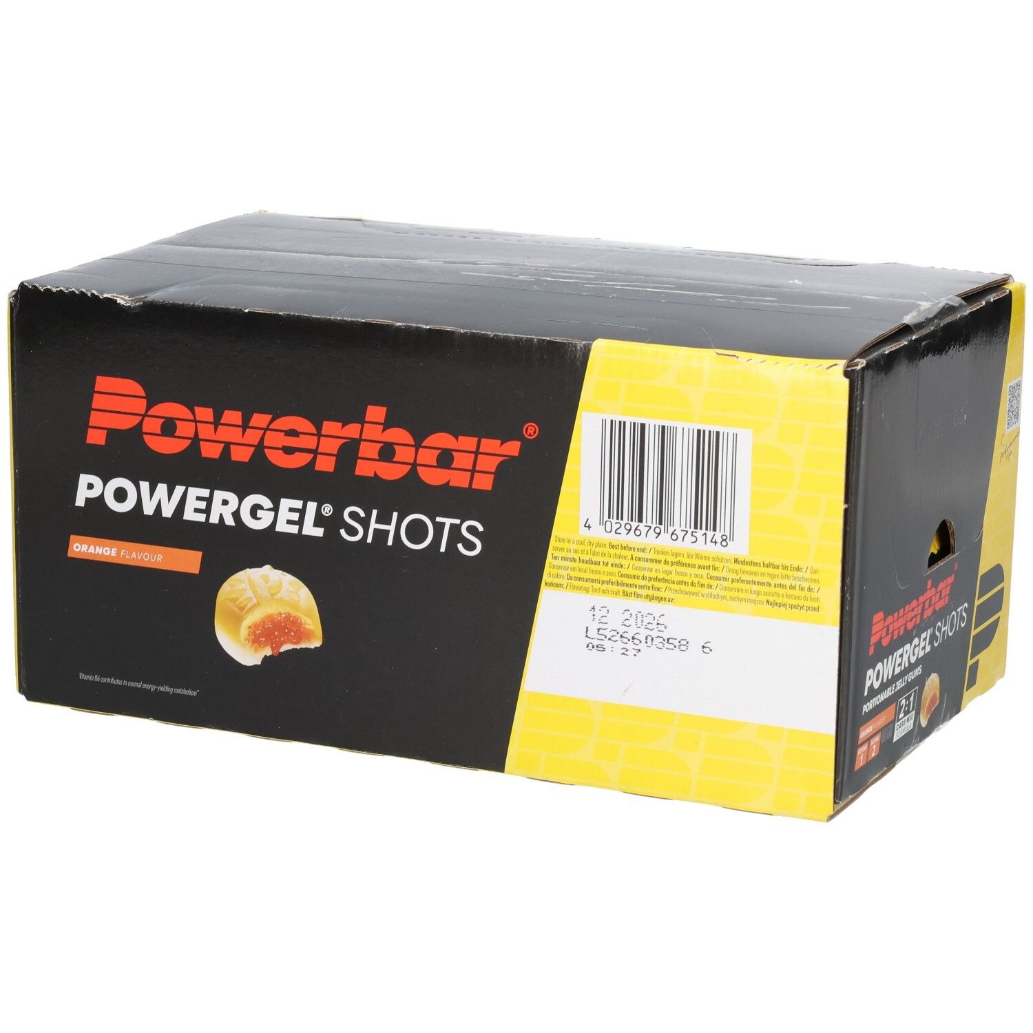 Powerbar PowerGel Shots Orange: Carton de 12 sachets de gommes portionnables.