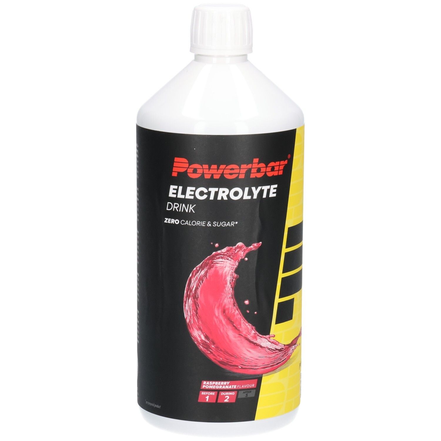 Bouteille PowerBar Electrolyte Drink, 1000ml, saveur baies. Faible en calories et en sucre.