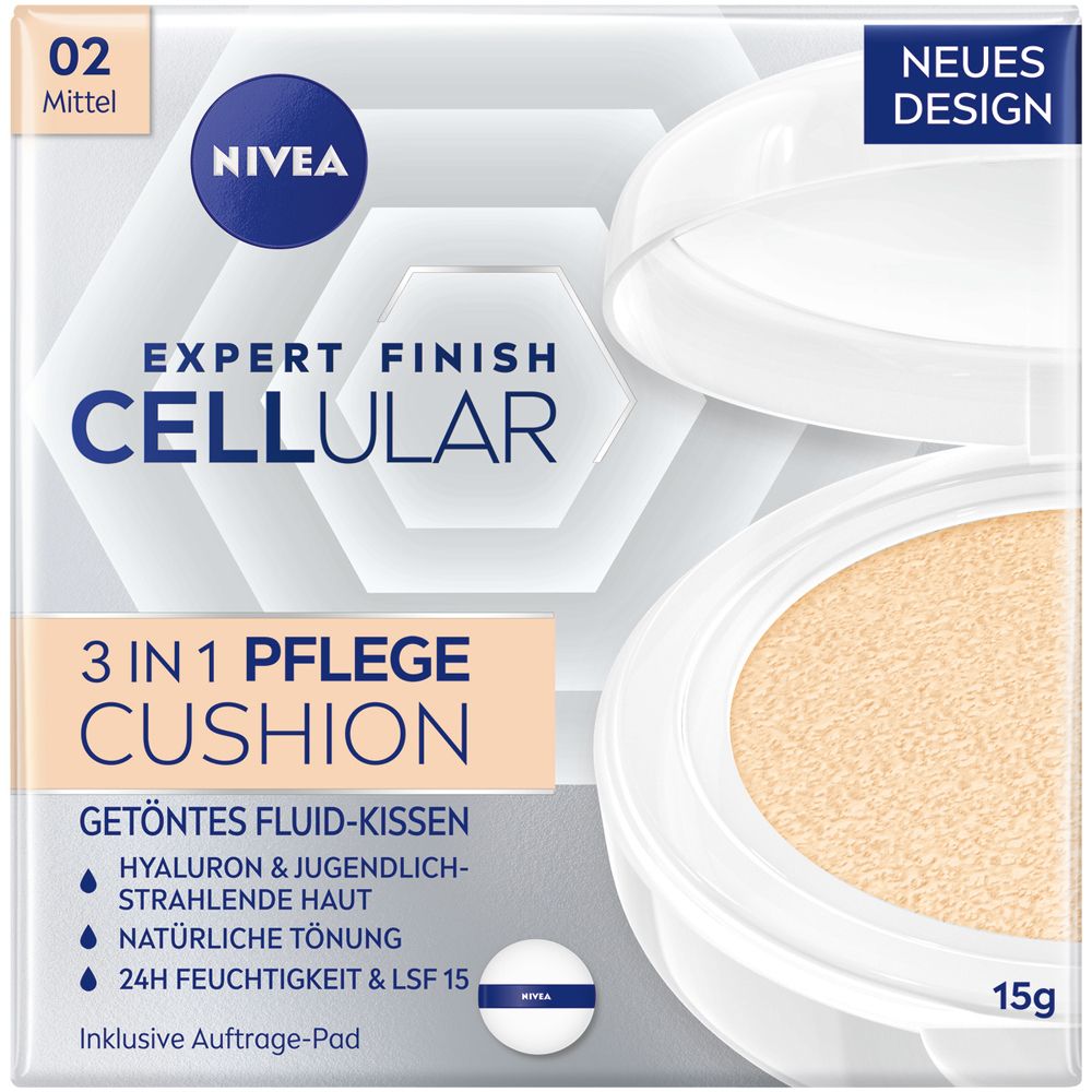 Emballage du NIVEA CELLULAR Expert Finish 3in1 Pflege Cushion, teinte Medium 02.