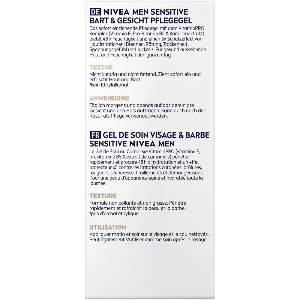 Arrière de la boîte avec informations produit en allemand et français.