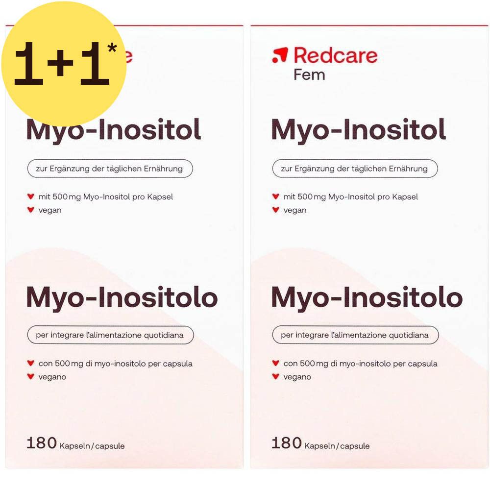 Deux paquets de gélules Redcare Fem Myo-Inositol, 180 pièces chacune.
