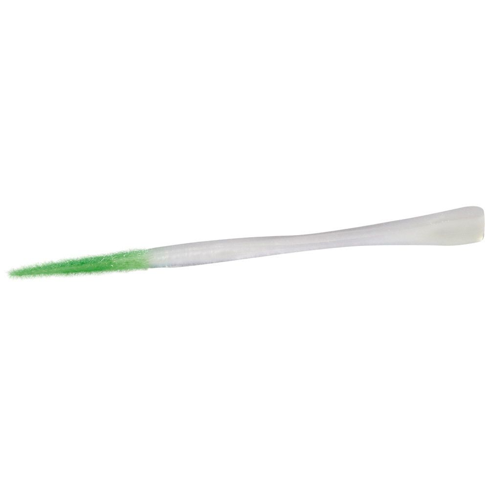 Brosse interdentaire avec tête verte. Manche blanc, effilé.