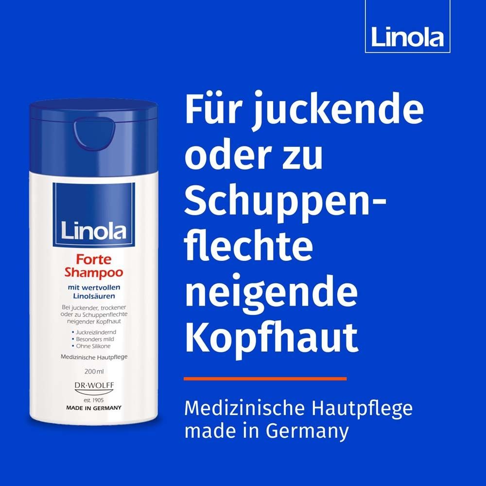 Fond bleu. Texte : Pour les cuirs chevelus sujets aux démangeaisons ou au psoriasis. Soin médical de la peau.
