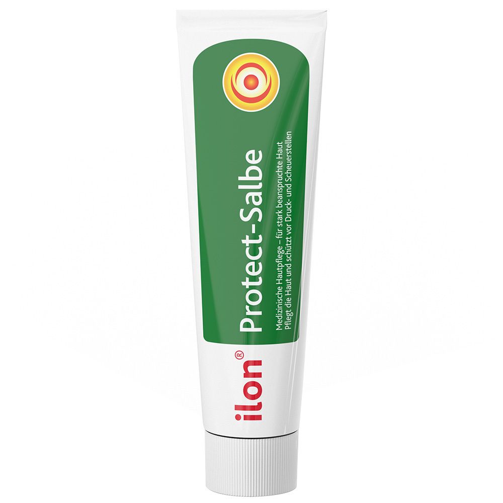 Tube ilon® Protect-Salbe. Design blanc, vert et orange. Texte : Protect-Salbe.