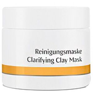 Pot blanc avec bande orange. Inscription: Reinigungsmaske, Clarifying Clay Mask.