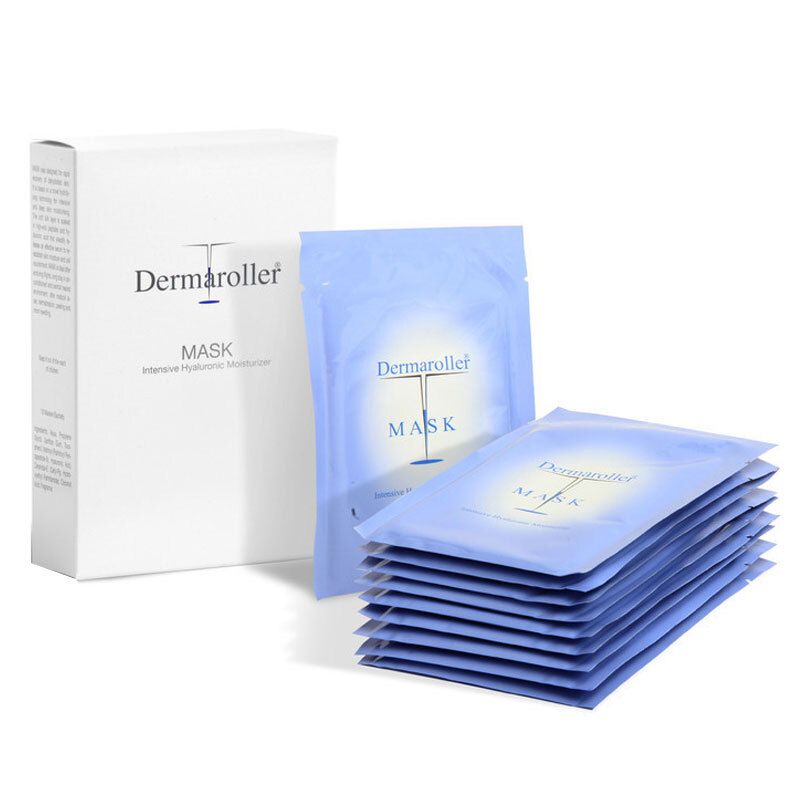 Boîte de 10 masques faciaux Dermaroller, hydratation intensive.