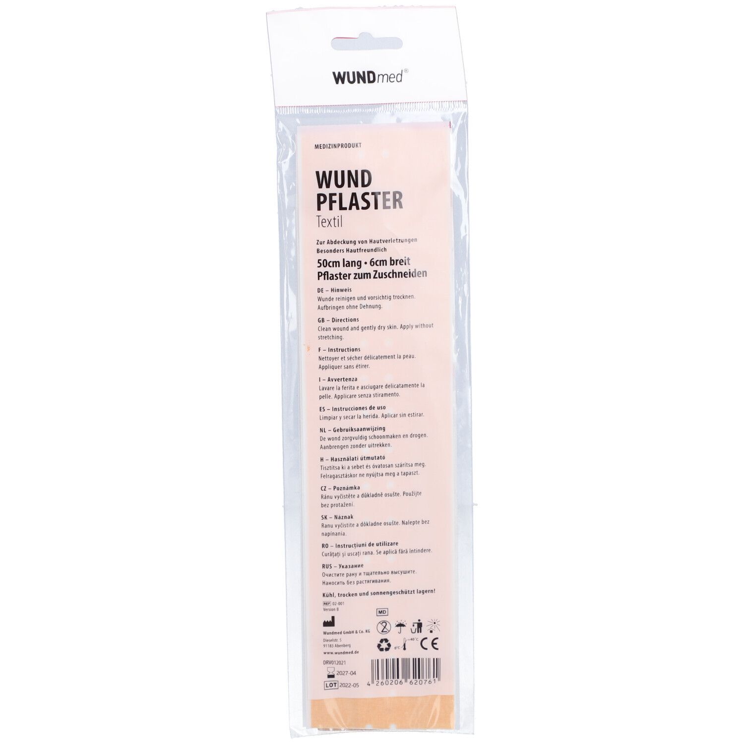 WUNDPFLASTER Textil 6 cmx0,5 m