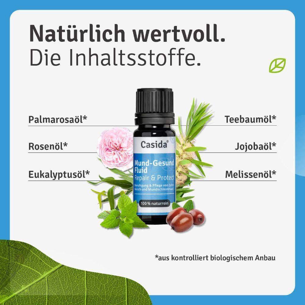 Flacon avec ingrédients: Palmarosa, Rose, Eucalyptus, Tea Tree, Jojoba, Mélisse. Ingrédients naturels.