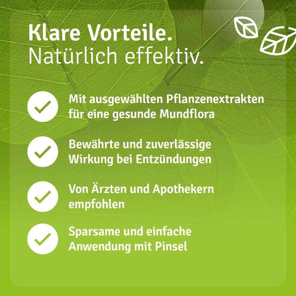 Flacon. Avantages: extraits de plantes, effet sur l'inflammation, recommandé par médecins et pharmaciens, utilisation facile.