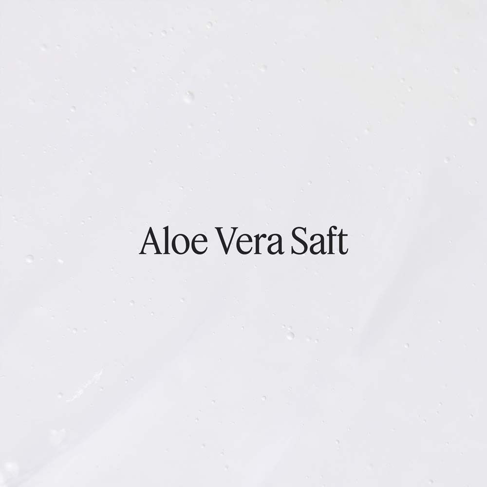 Fond blanc avec texte noir: Aloe Vera Saft.