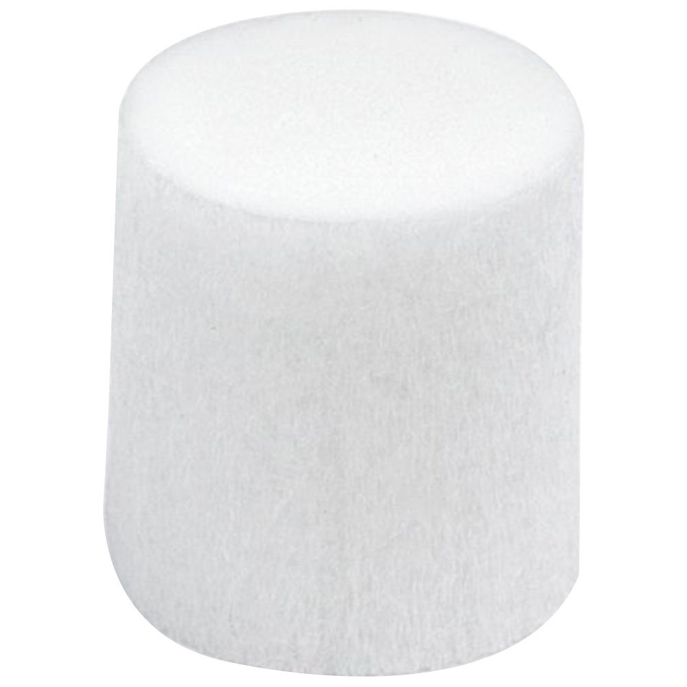 Filtre cylindrique blanc. Le matériau semble être du non-tissé.