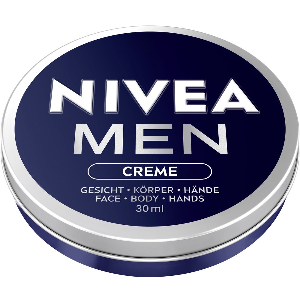 NIVEA MEN Crème 30ml en boîte ronde, pour le visage, le corps et les mains.