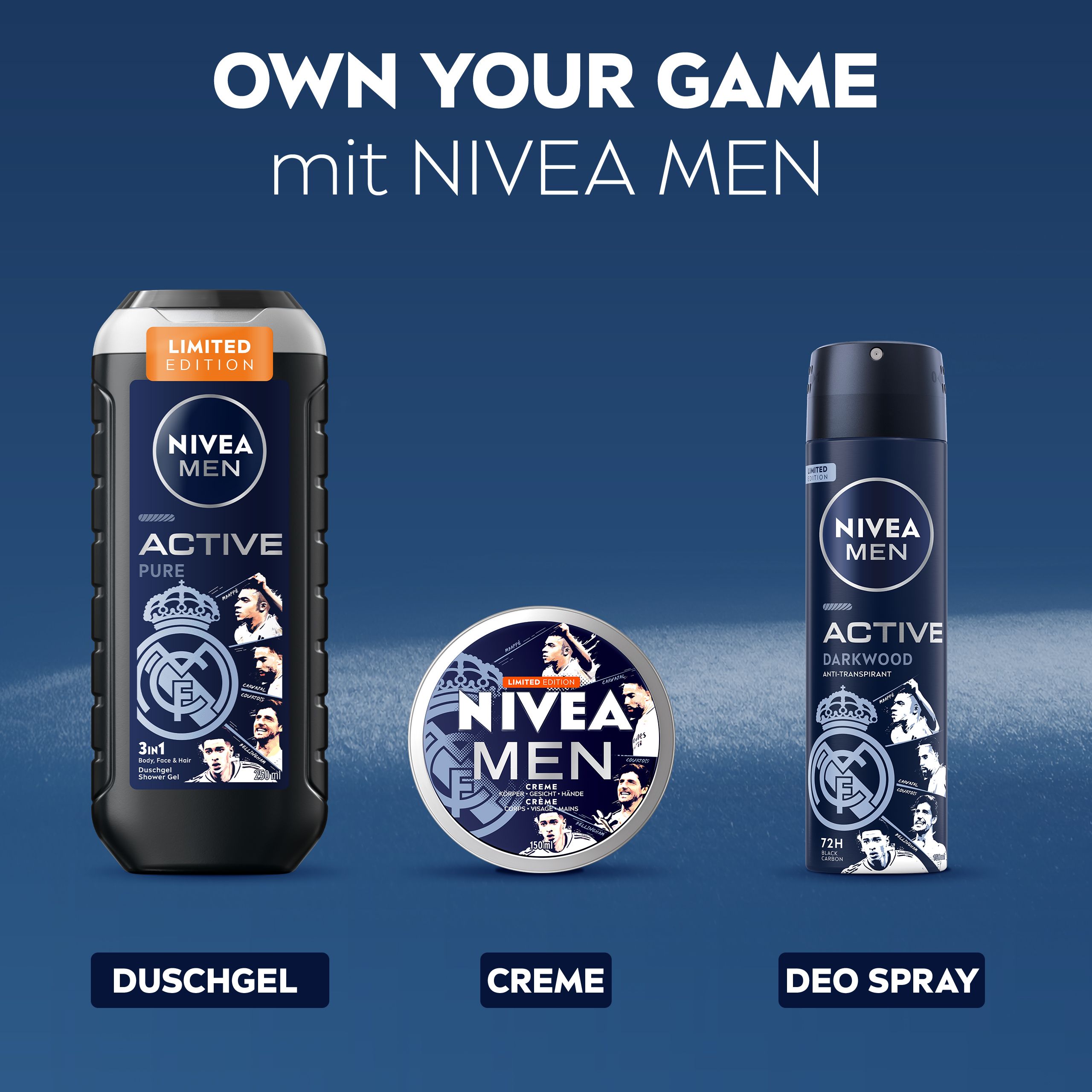 Boîte NIVEA MEN Crème, édition limitée, avec design football.
