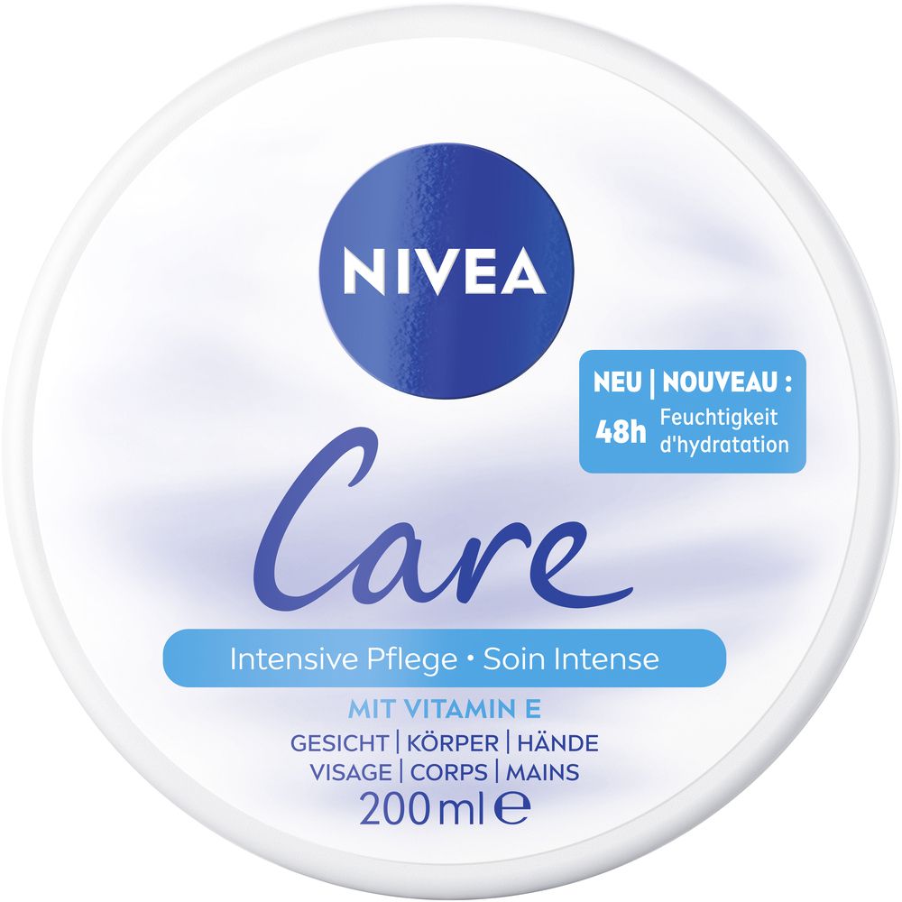 Pot NIVEA Care Soin Intense, 200ml, avec Vitamine E pour visage, corps et mains.