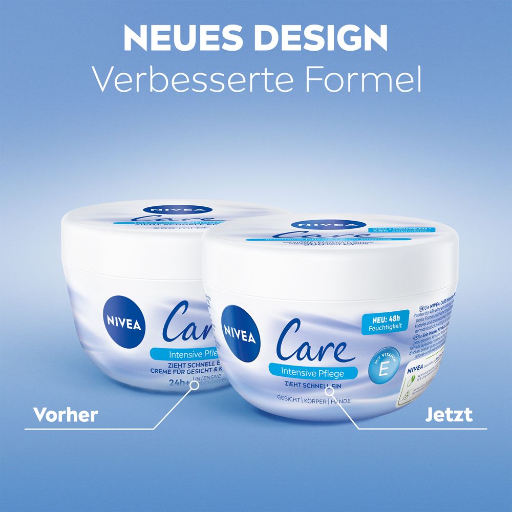 Comparaison NIVEA Care Soin Intense: Ancien et nouveau design du pot.