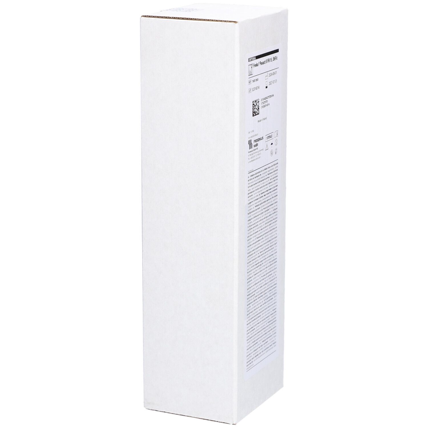 Emballage produit blanc et haut avec informations. Texte et code-barres sur l'emballage.