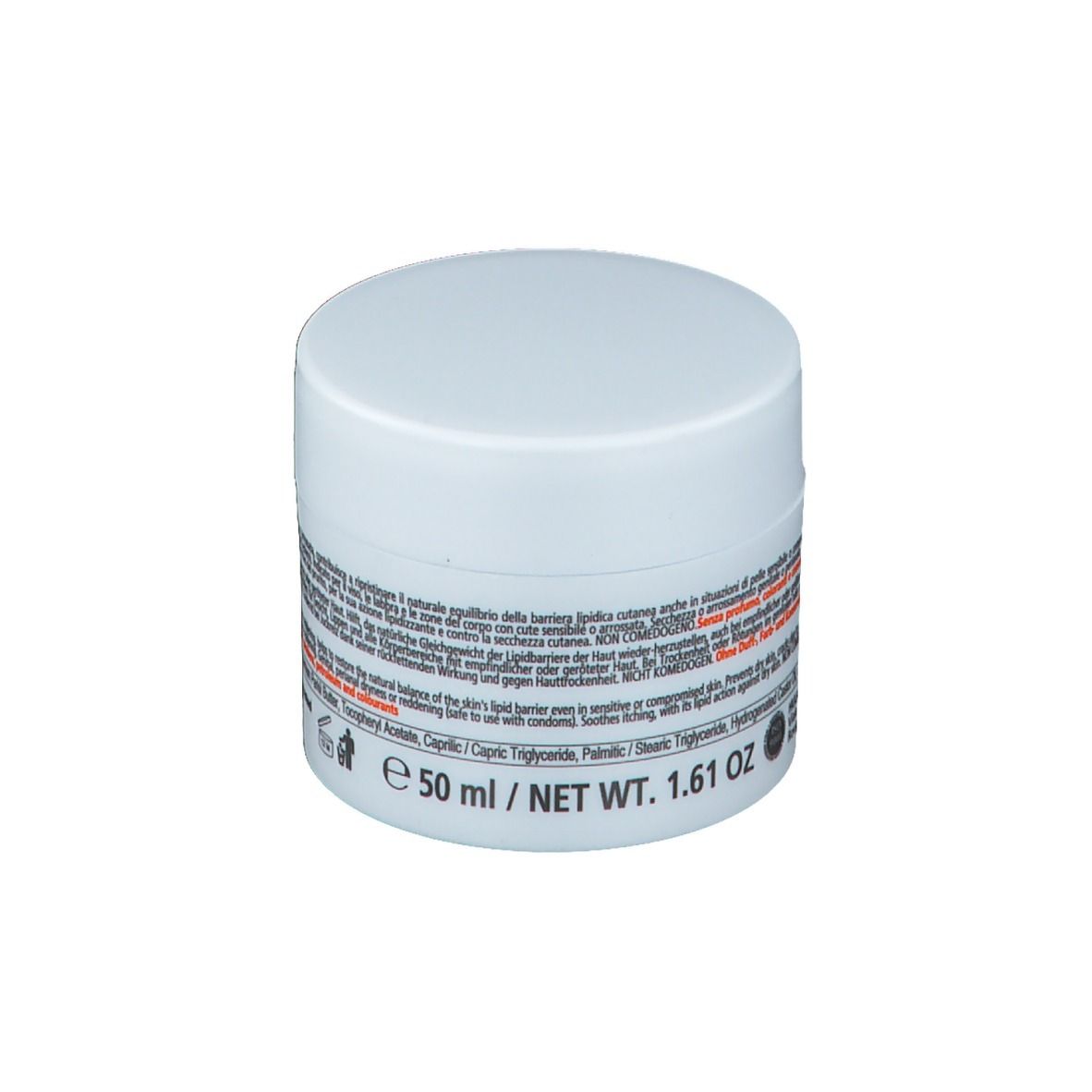 Pot blanc avec impression VEA LIPO3. Texte : 50 ml / NET WT. 1.61 OZ. Texte sur la composition et l'utilisation du produit.