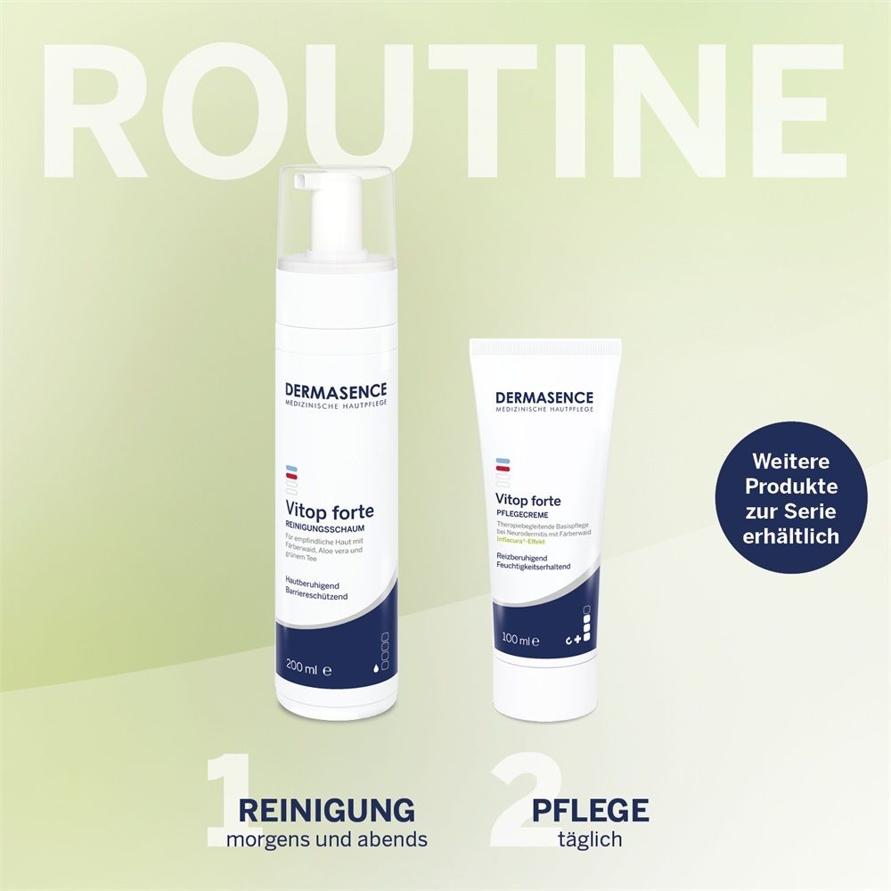 DERMASENCE Vitop forte Mousse nettoyante (200ml) et Crème (100ml).
