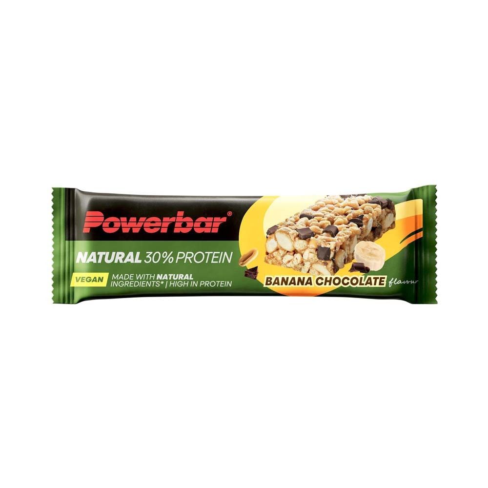 Barre Powerbar Natural Protein, saveur Banane-Chocolat. Vegan, 30% de protéines.