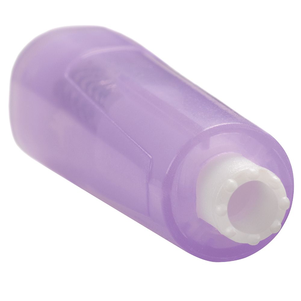 Lancette Unistik Touch violette. Zone de contact blanche. Forme cylindrique.