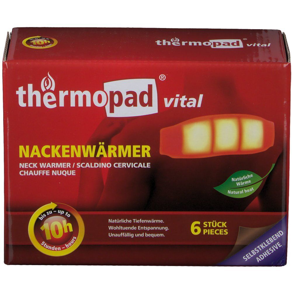 Boîte de 6 chaufferettes cervicales Thermopad, adhésives.