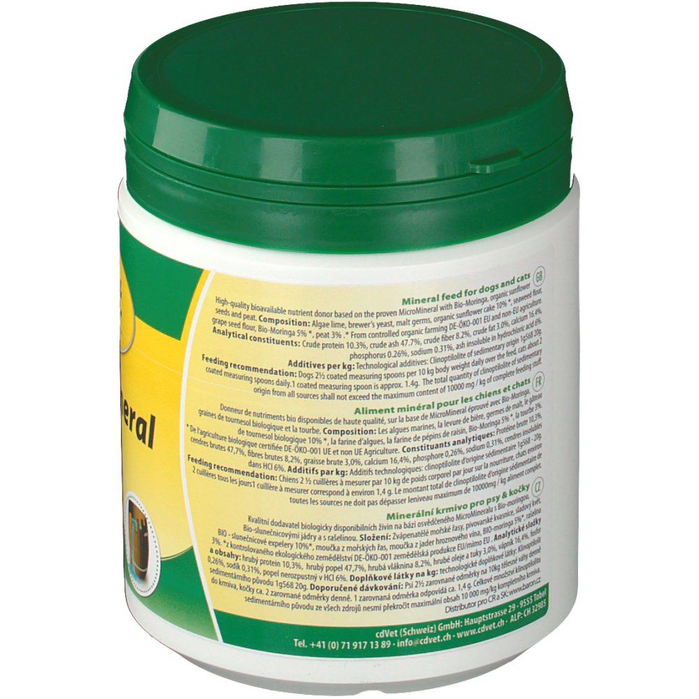 Boîte cdVet MicroMineral PLUS pour chiens et chats, 500g.