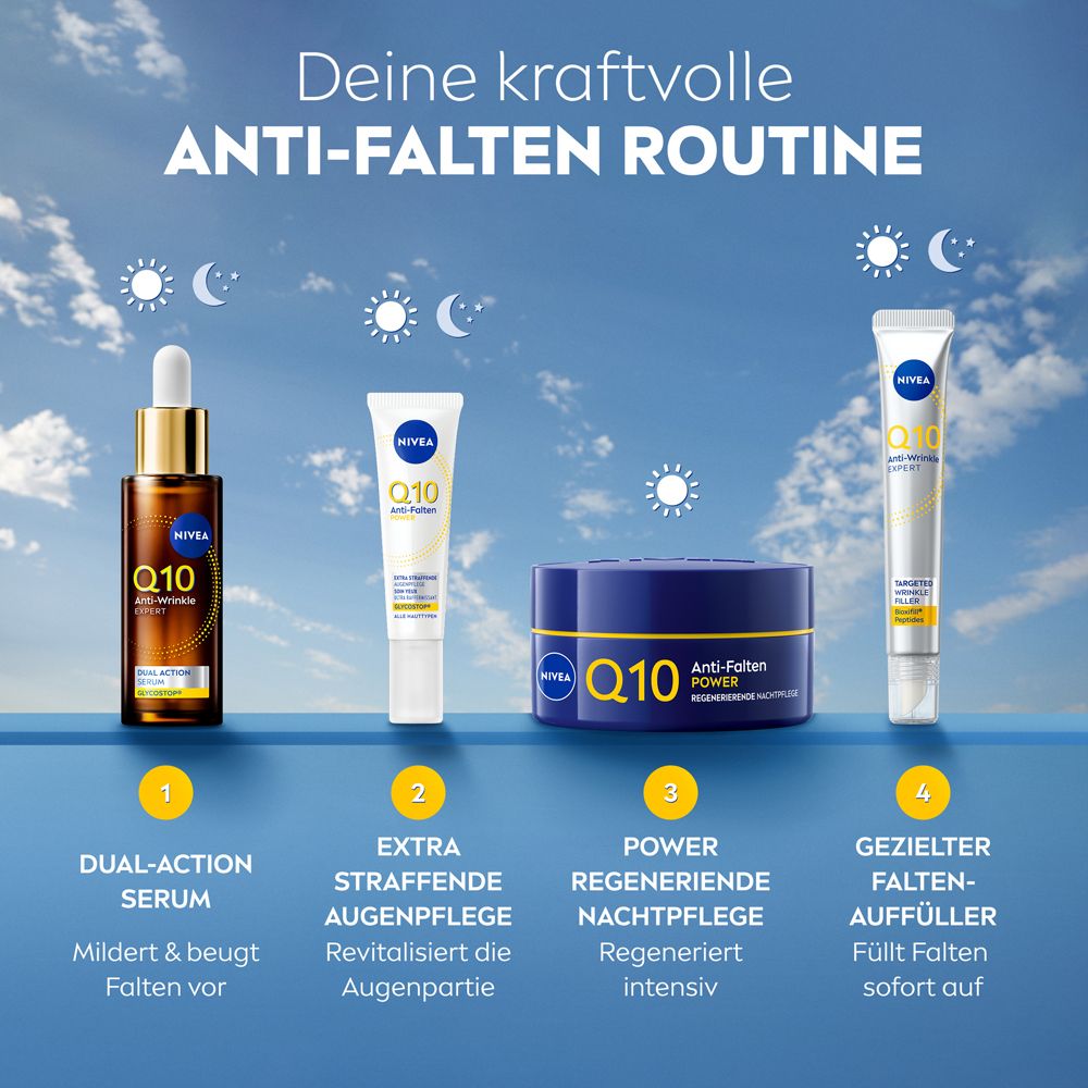 NIVEA Q10 Power Soin de Nuit Anti-rides en pot bleu avec numéro de lot.