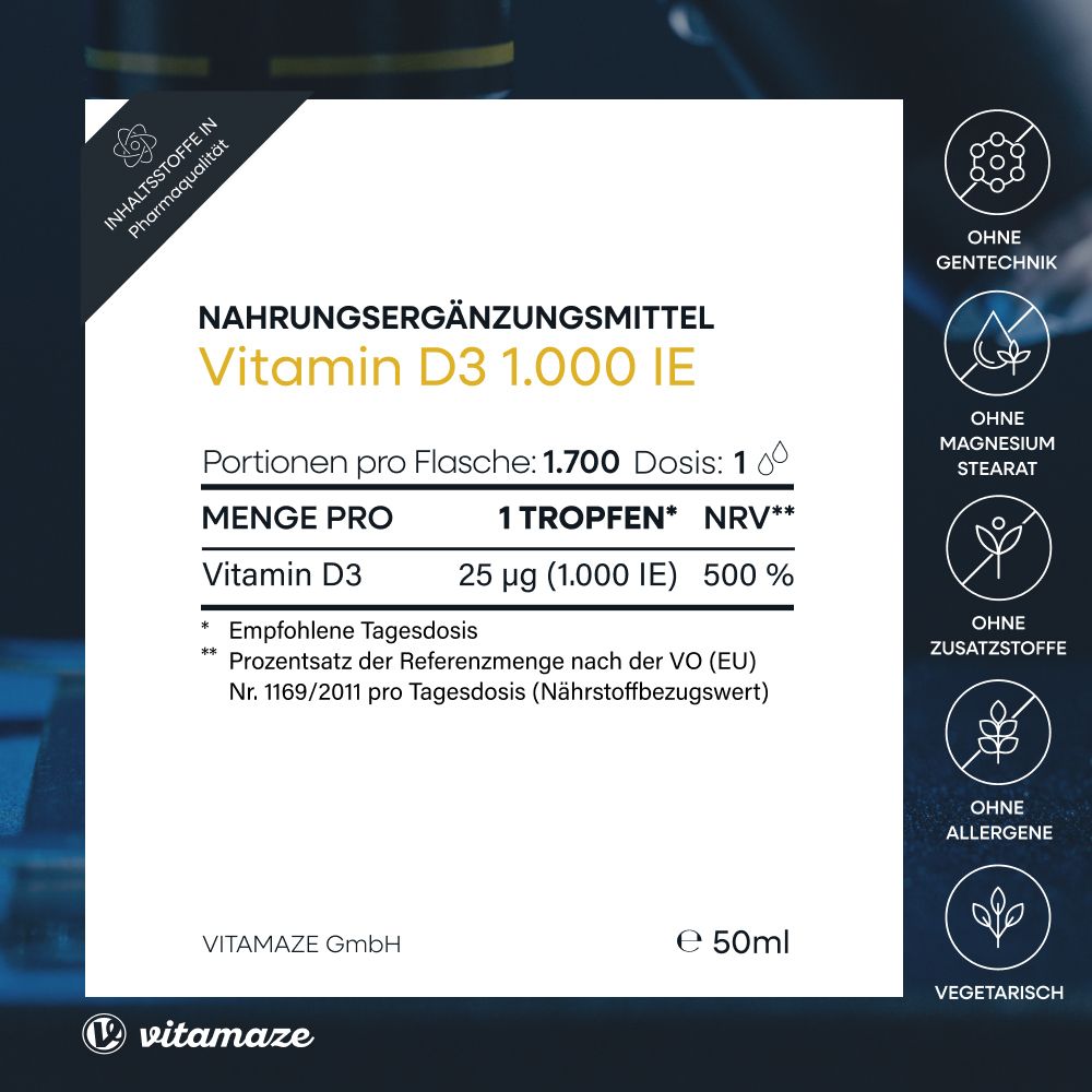 Vitamaze Vitamine D3 Gouttes 1000 U.I.