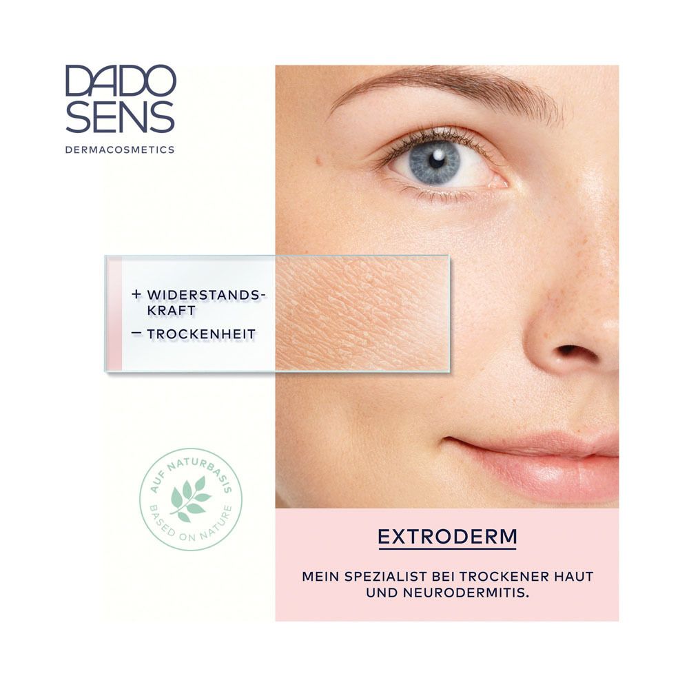 Visage avec détail de la peau. Zone de texte avec '+ RÉSISTANCE - SÉCHERESSE'.