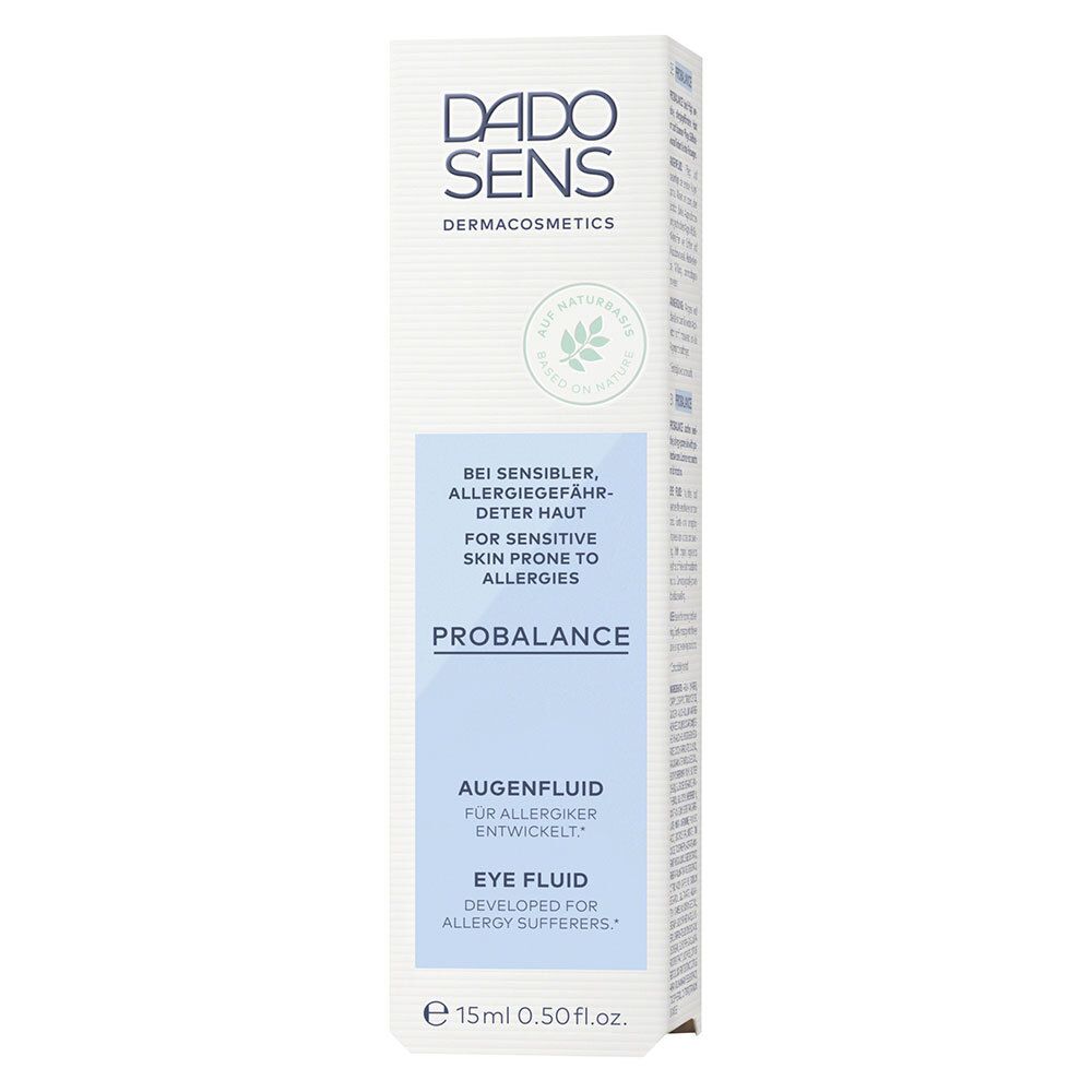 Boîte DADO SENS PROBALANCE. Texte et logo sur fond blanc et bleu clair. Ingrédients et informations.