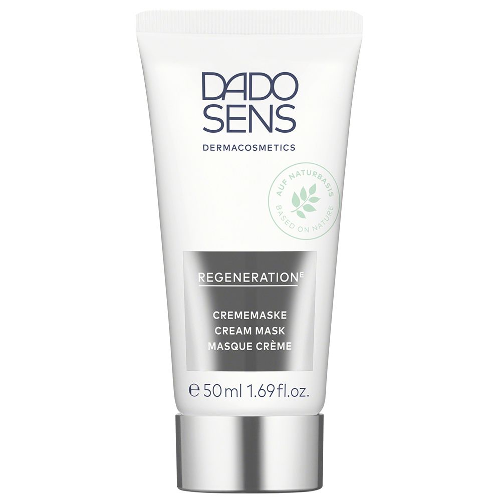 Tube blanche, bouchon argenté. Inscription: DADO SENS, REGENERATION, Masque crème. 50ml.