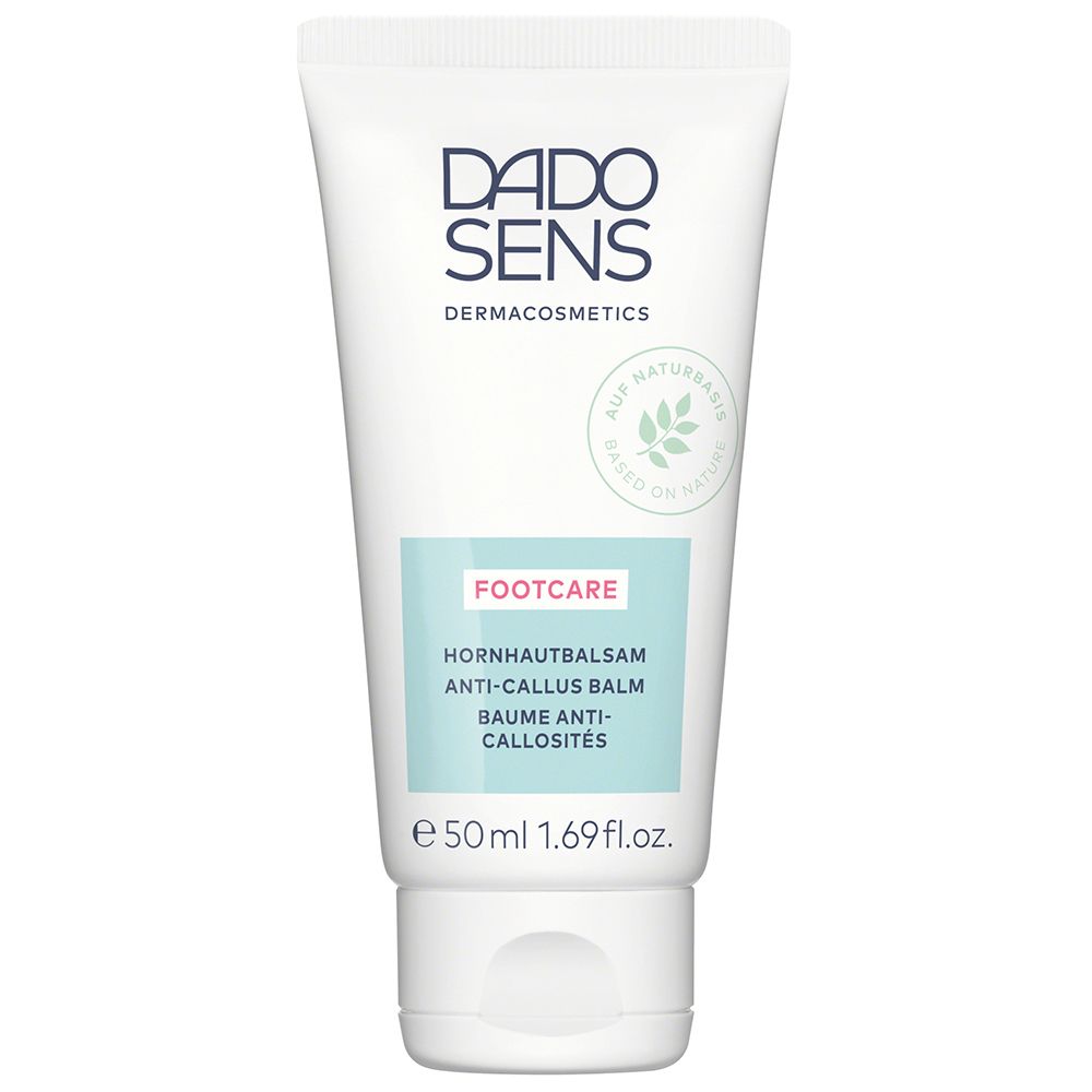 Tube blanche avec logo DADO SENS et FOOTCARE. Contient un baume anti-callosités. 50ml.