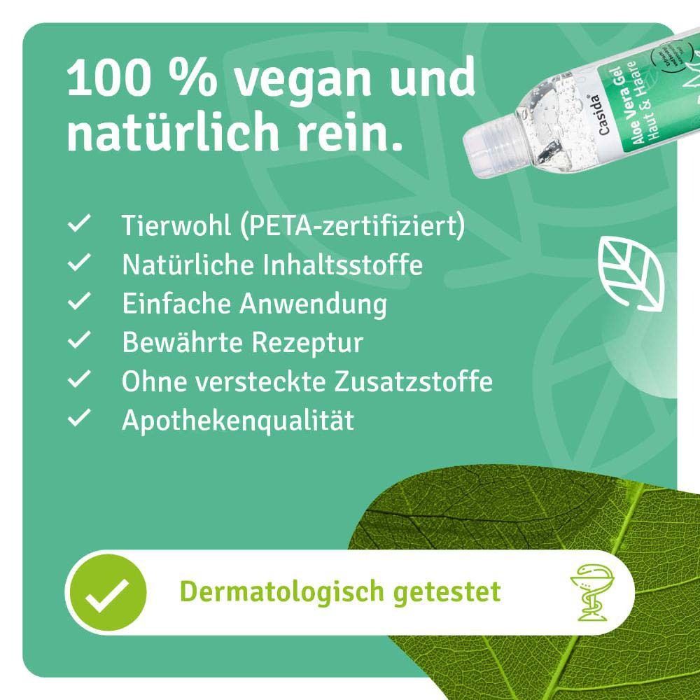 Fond vert avec texte. Texte: 100 % vegan et naturellement pur. Testé dermatologiquement.