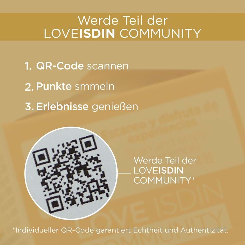 Code QR sur fond blanc. Texte : Rejoignez la communauté LOVEISDIN. Accumulez des points.