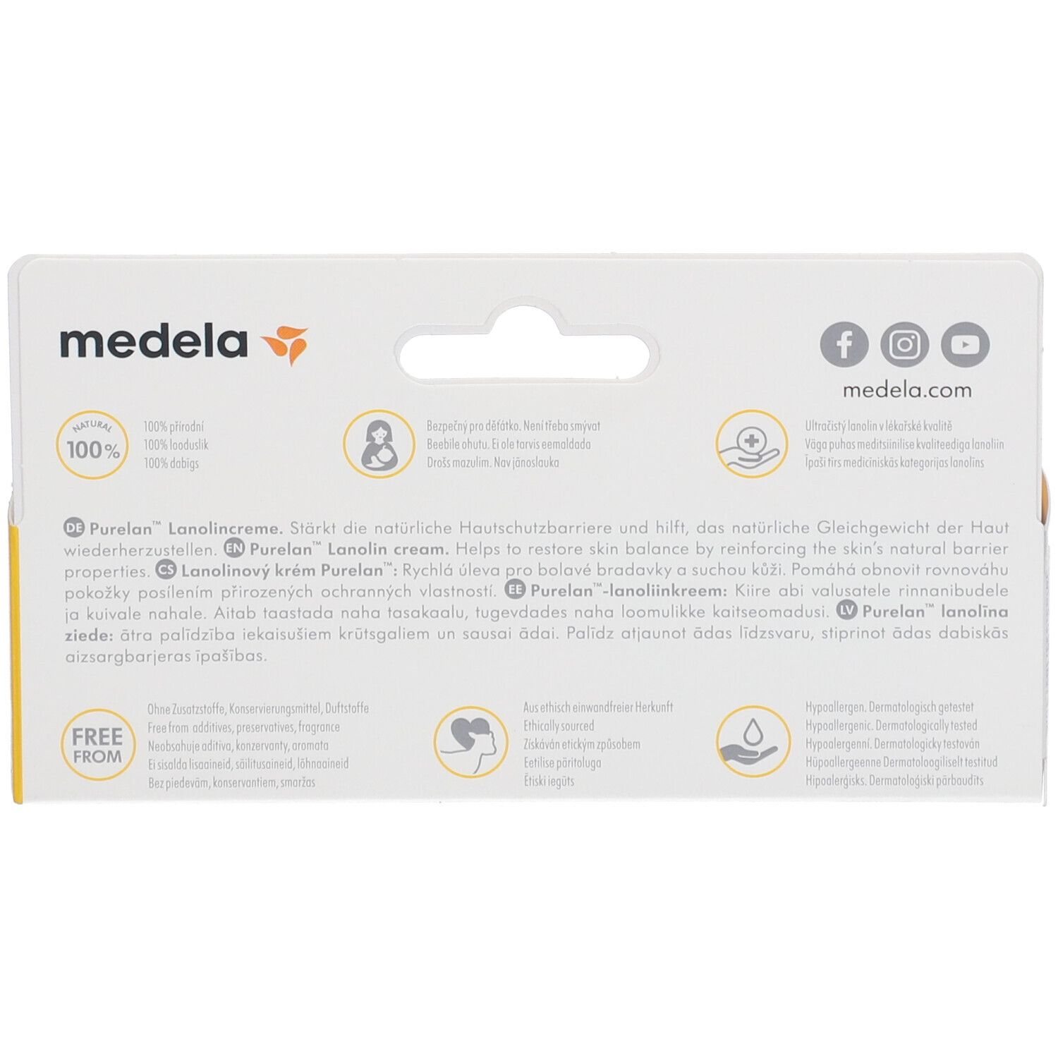 Dos de l'emballage. Contient des informations sur le produit, des logos et du texte.