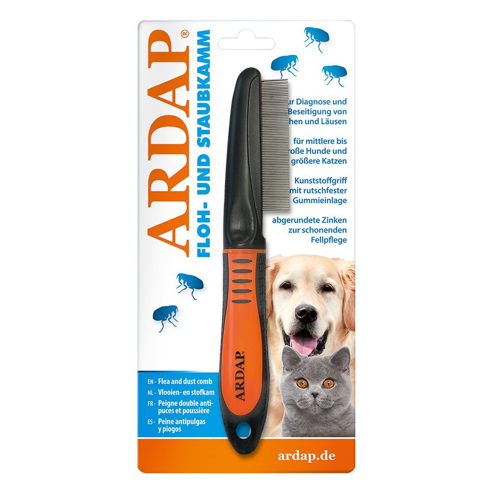 Peigne anti-puces et anti-poussière Ardap pour chiens et chats.