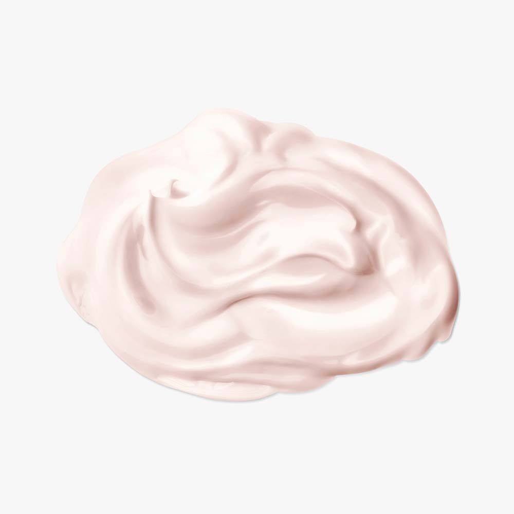 Texture de crème claire, disposée en vagues. Sur fond blanc.