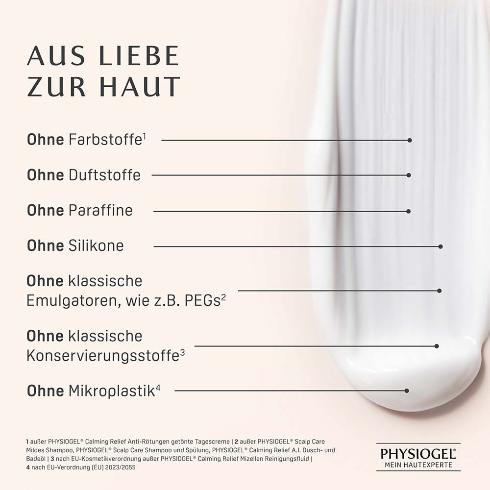 Fil de crème. Texte : Sans colorants, parfums, paraffines, silicones, émulsifiants, conservateurs, microplastiques.