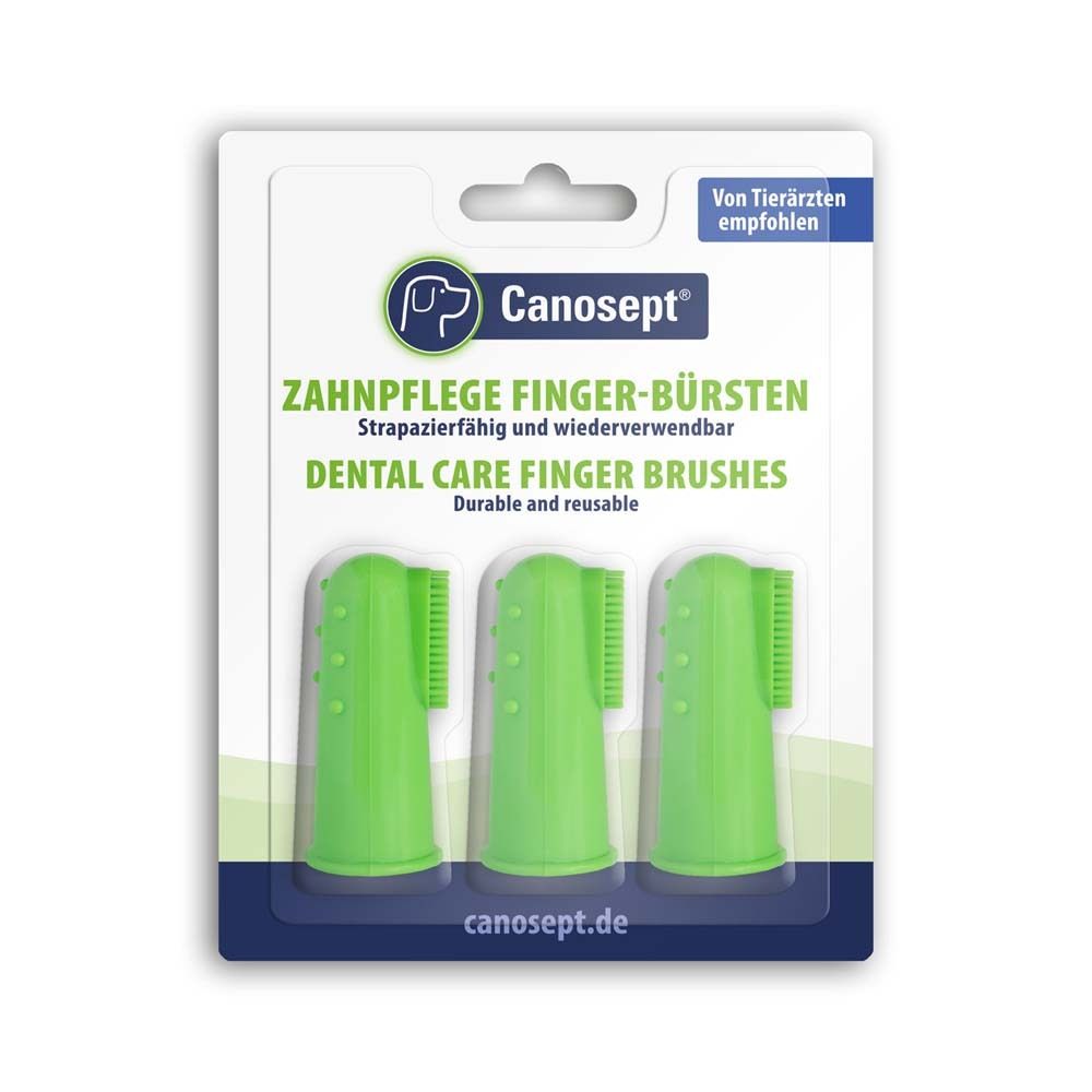 Brosses à doigts Canosept pour le soin des dents en blister. "Recommandé par les vétérinaires".