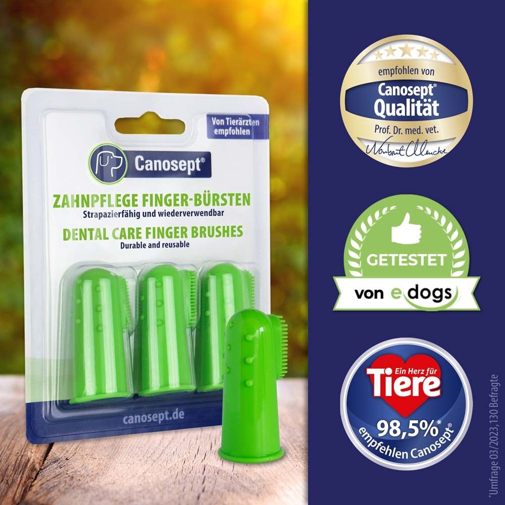 Brosses Canosept pour doigts de soins dentaires, lot de 4 en blister.