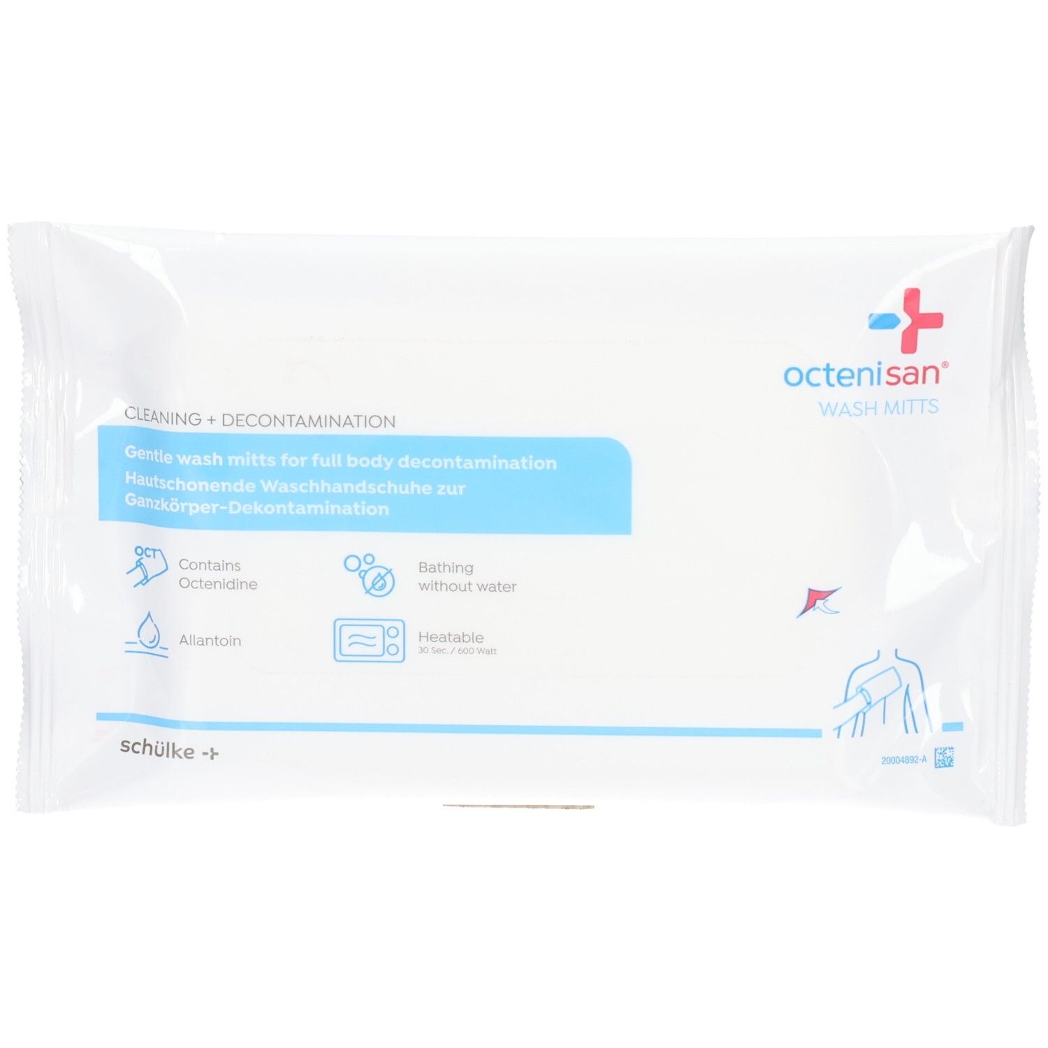 Emballage de gants de lavage octenisan® pour le nettoyage et la décontamination de la peau.