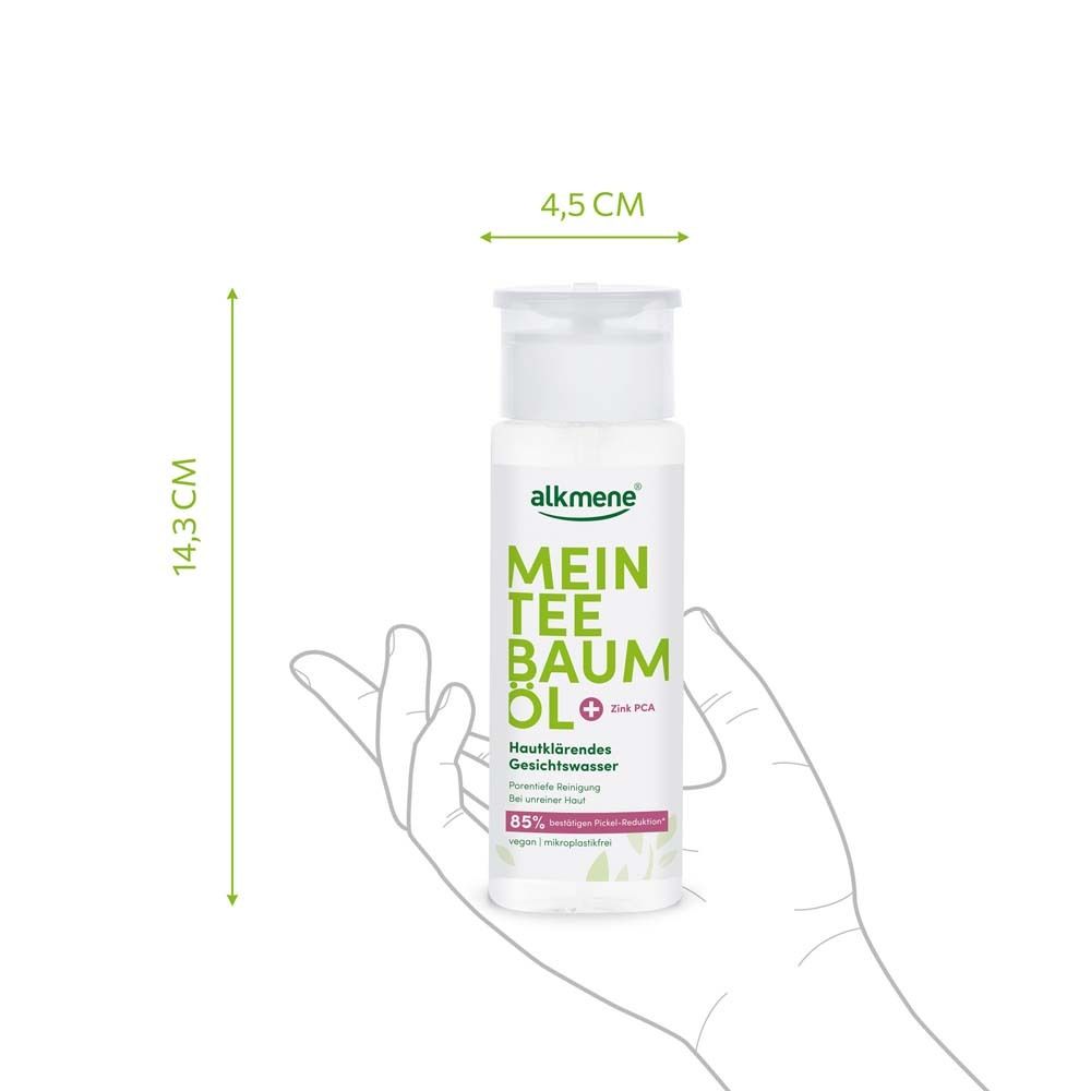 Flacon alkmene®. Dimensions : 14,3 cm de haut, 4,5 cm de large. Tenue en main.
