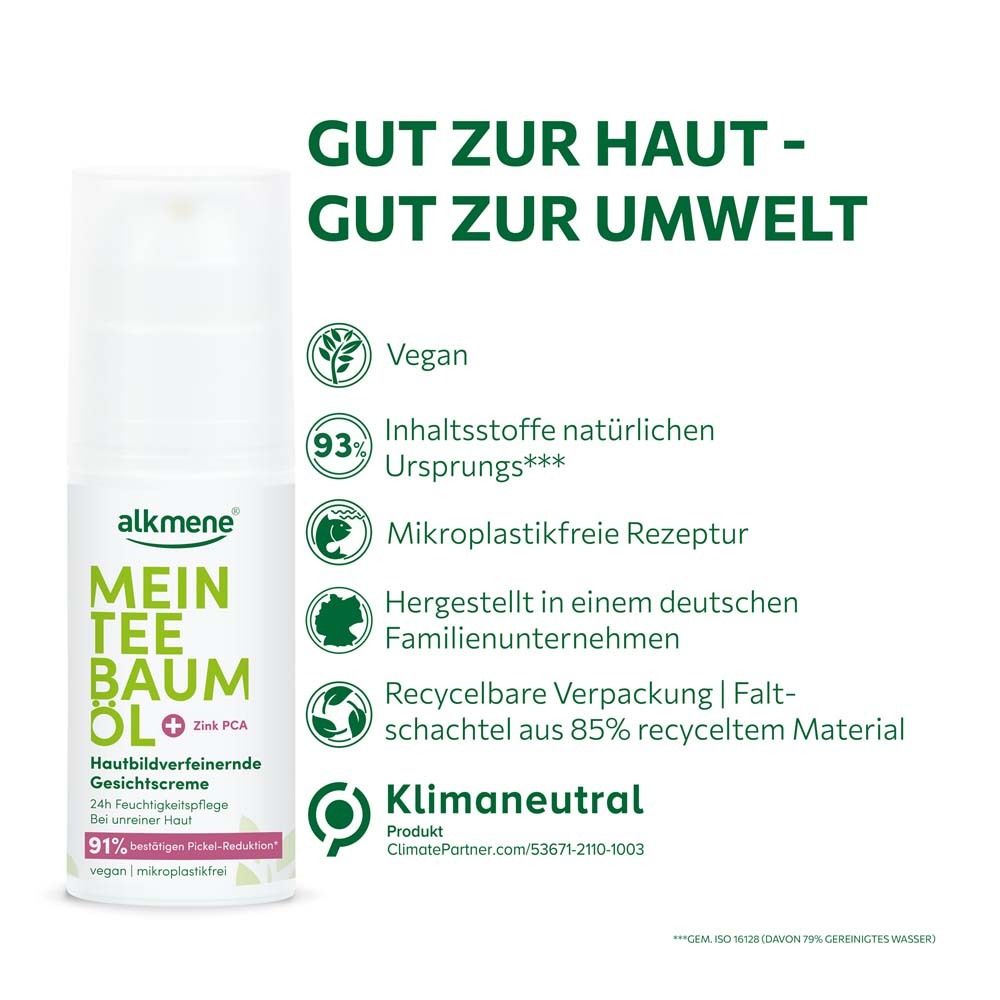 Bon pour la peau - bon pour l'environnement. Vegan, 93% ingrédients naturels, neutre en carbone.