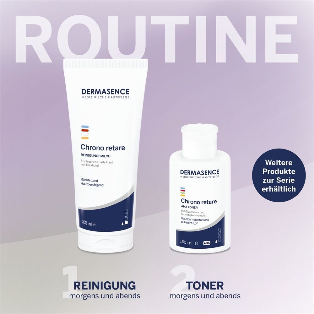 Lait nettoyant Dermasence Chrono retare (200ml) et Toner (160ml).