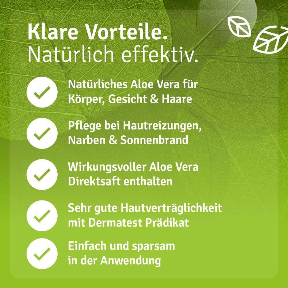 Avantages de l'aloe vera Casida : Aloe vera naturel, soin des irritations cutanées, très bonne tolérance cutanée.